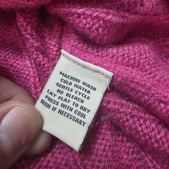 Ralph Lauren Polo Jeans Co Wool Cable Knit Sweater Pink XL Japan Elbow Patches - Picture 9 of 12